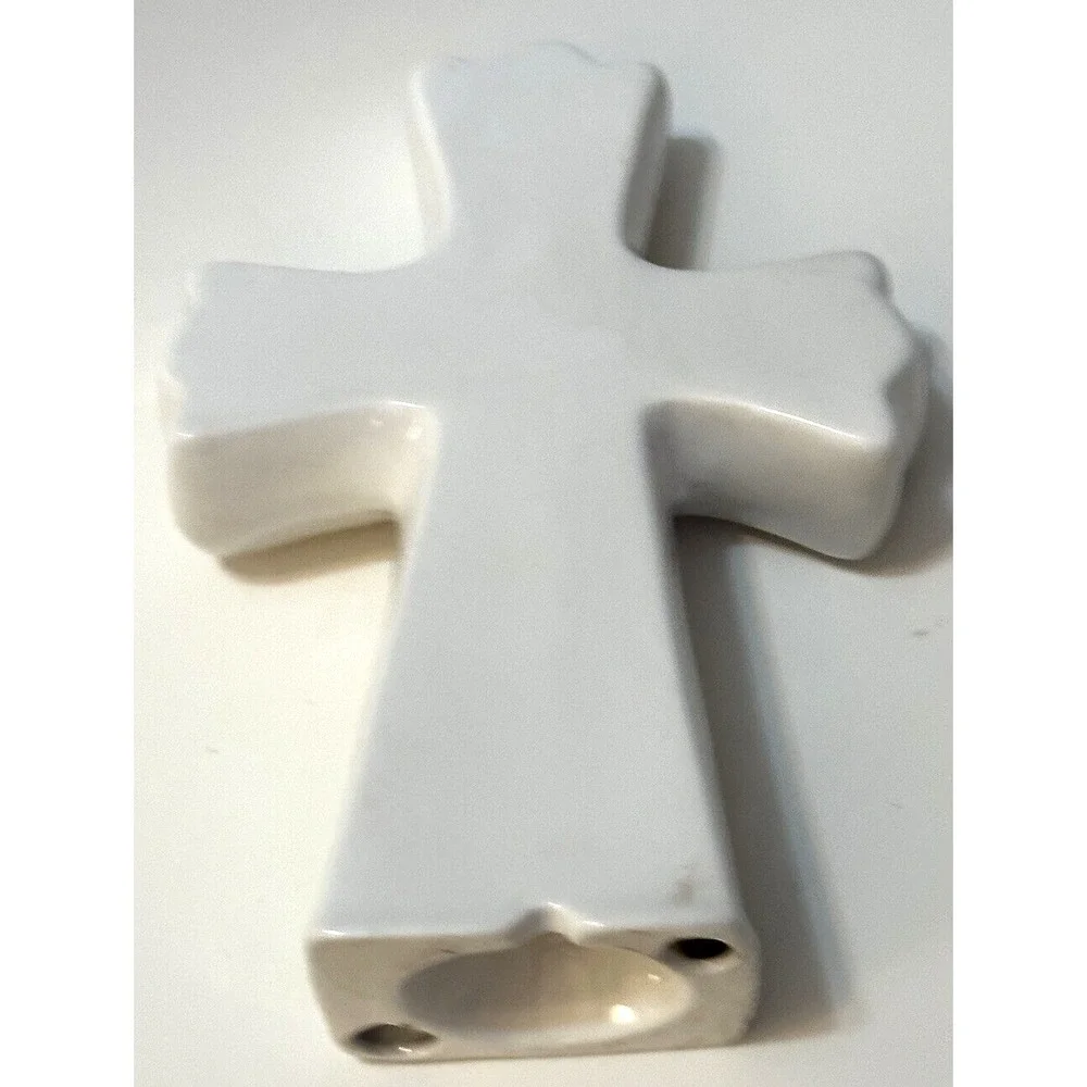 Wedding Cross with Bride and Groom surrounded with Gold Hearts made of Porcelain